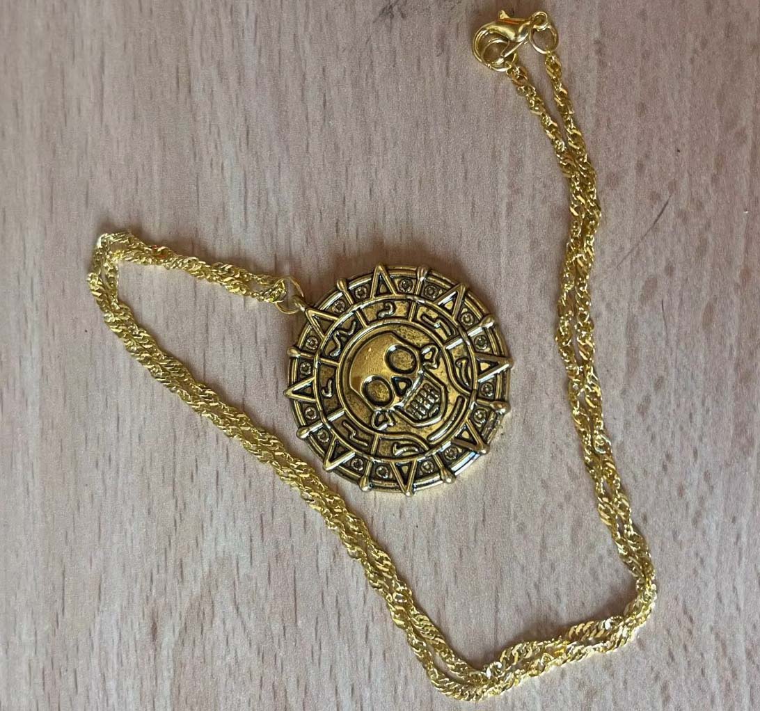 Aztécká mince na řetízku zlatá - Obrázek 3